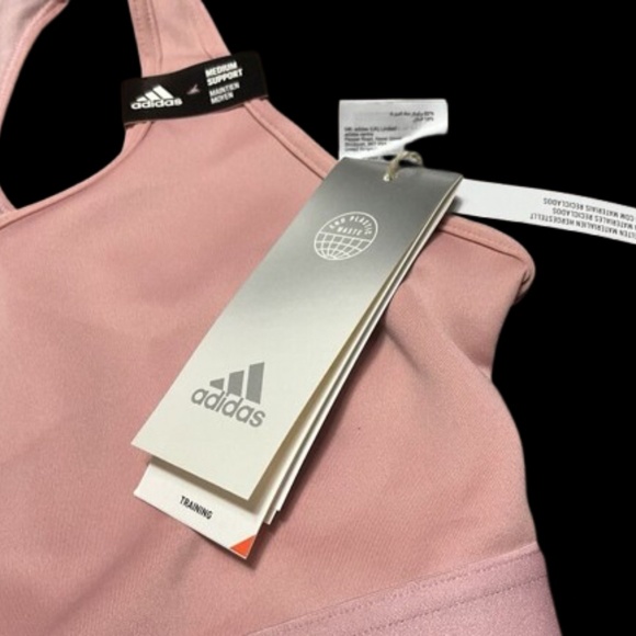 Adidas PowerReact Training Medium-Support Sports Bra Pink Women Size-xs NWT - Picture 2 of 6